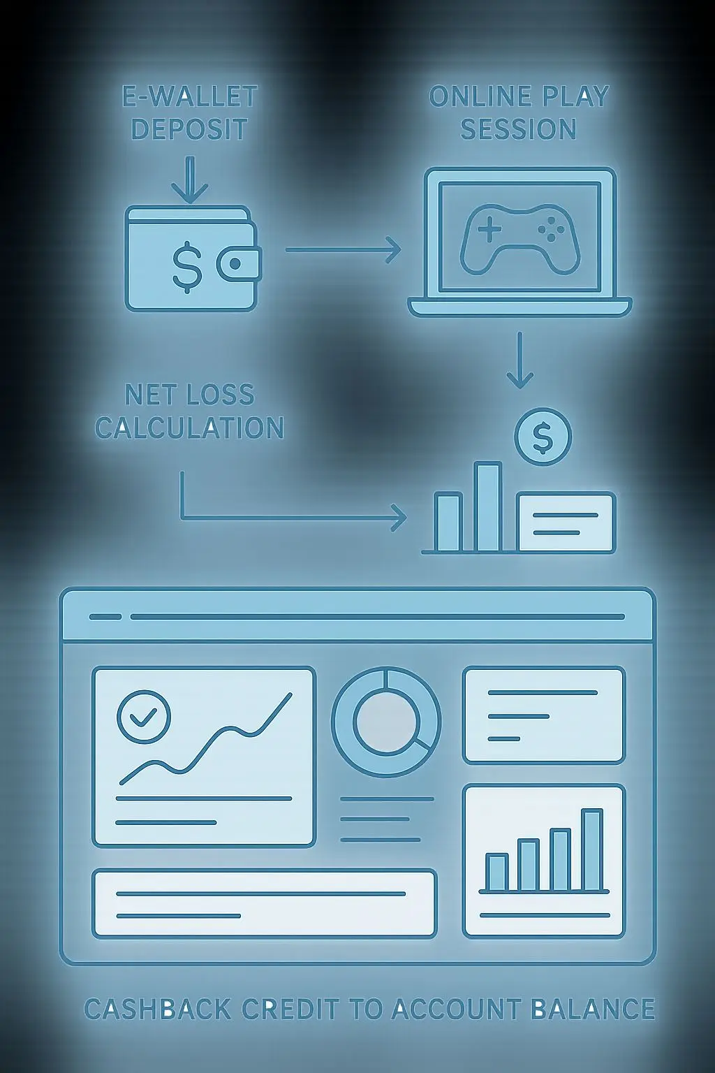 Esquema do processo de cálculo de cashback com carteira eletrónica