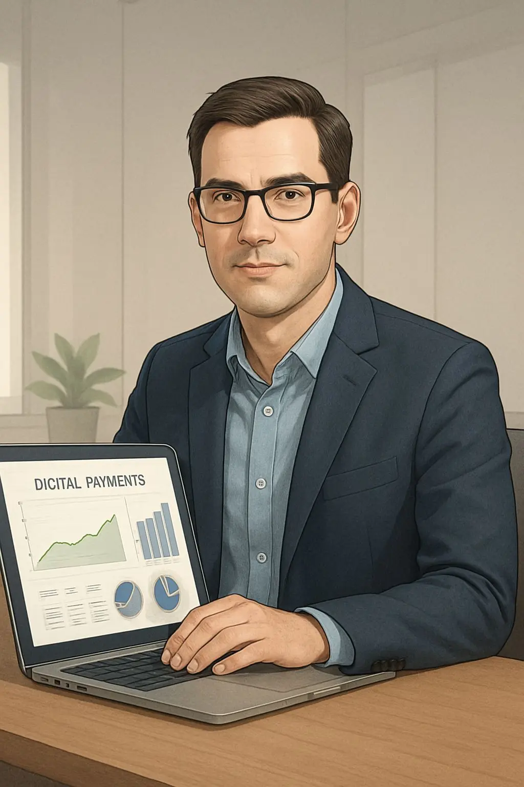 Avatar ilustrado de analista de pagamentos digitais