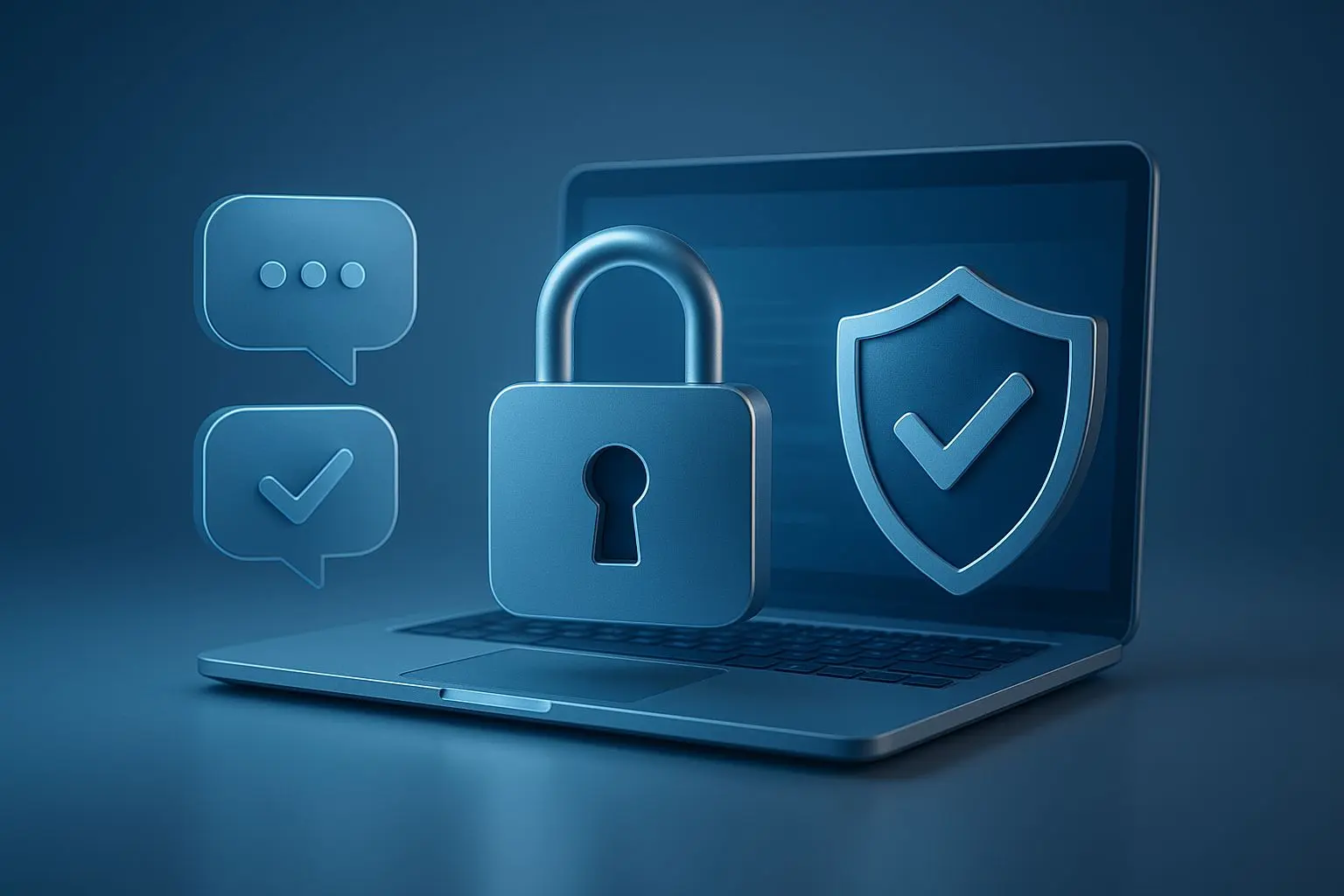 Ícones de segurança digital associados a suporte e comunicação online