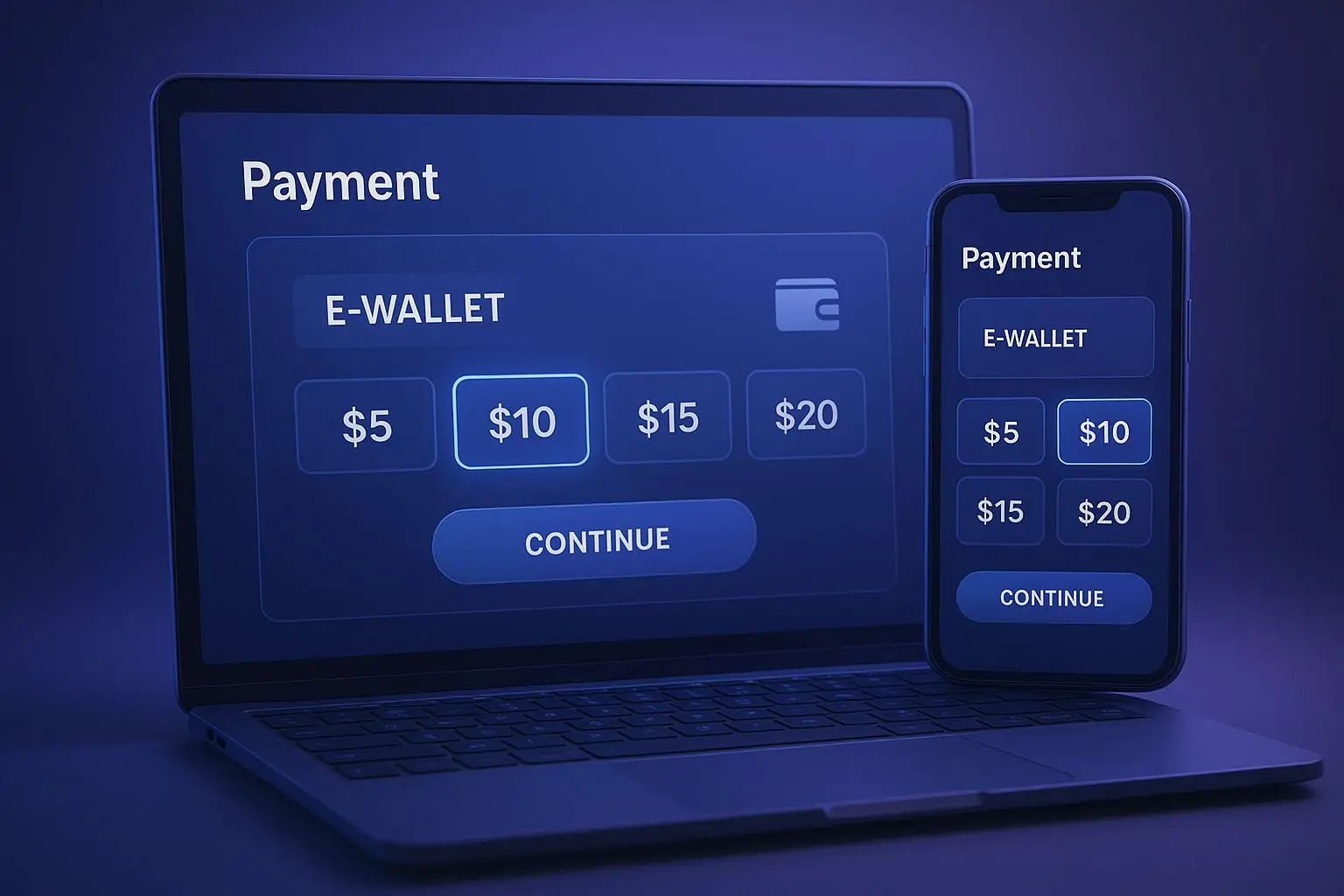 Interface digital com diferentes valores de depósito mínimo e método Skrill destacado