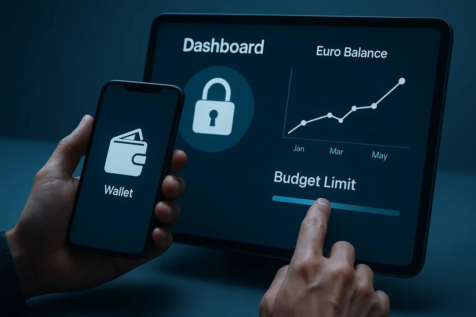 Painel de segurança com controlo de limites e orçamento em carteira digital