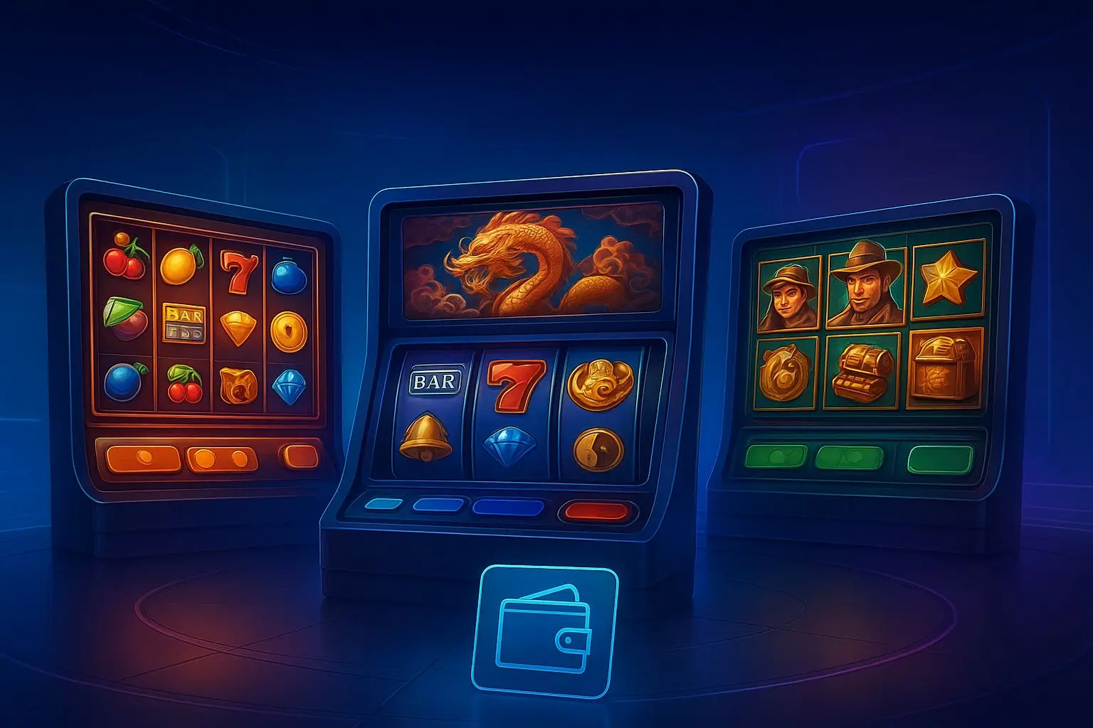 Vários estilos de slots em ecrãs com contexto de carteira digital