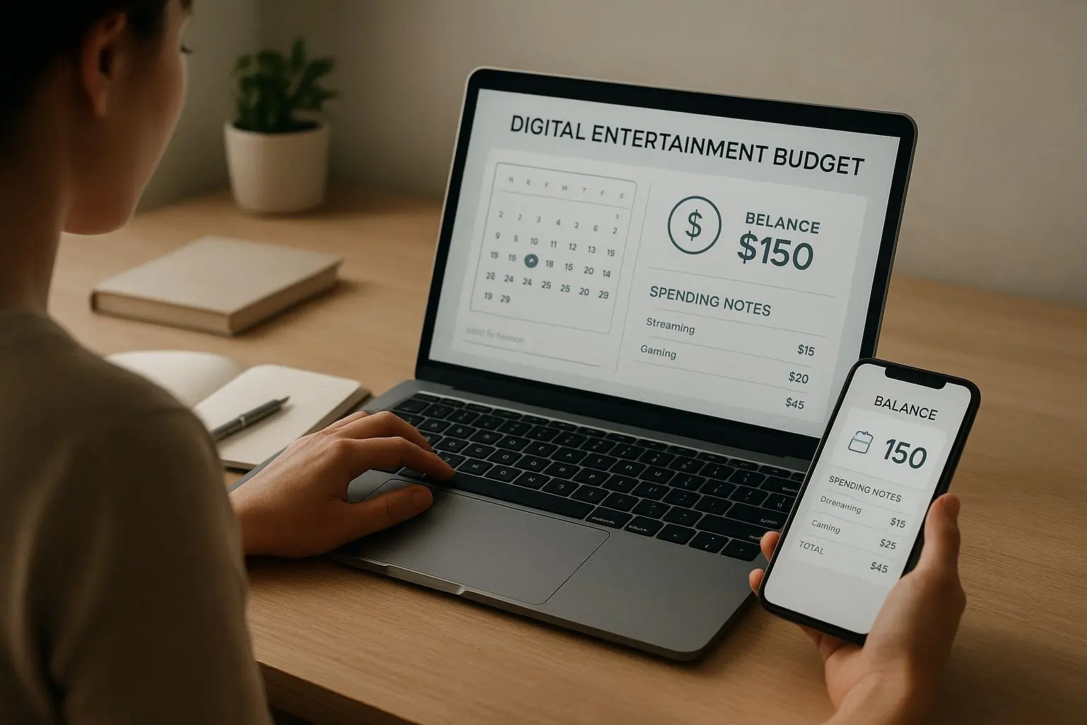 Planeamento de saldo e orçamento com carteira digital