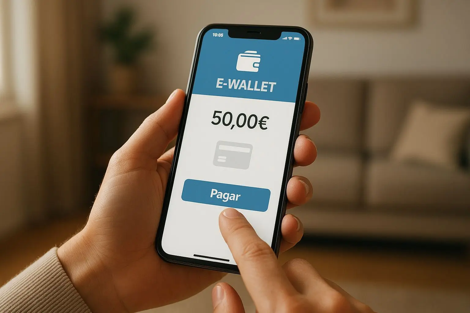 Pagamento móvel com carteira eletrónica num smartphone