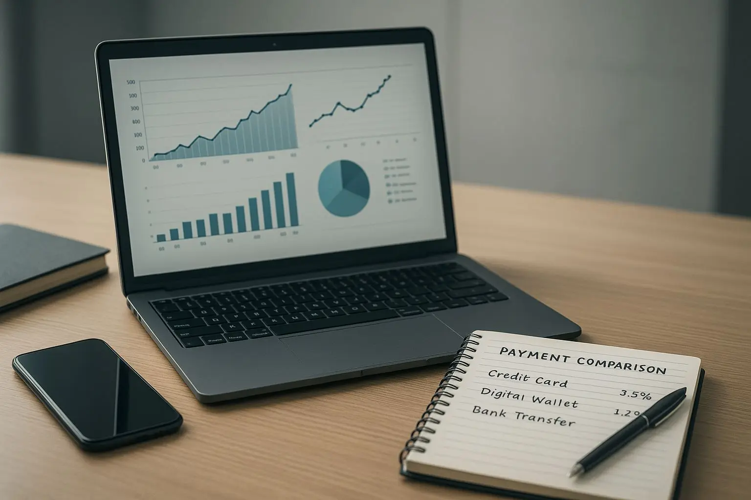 Espaço de trabalho de um analista de pagamentos digitais e plataformas online