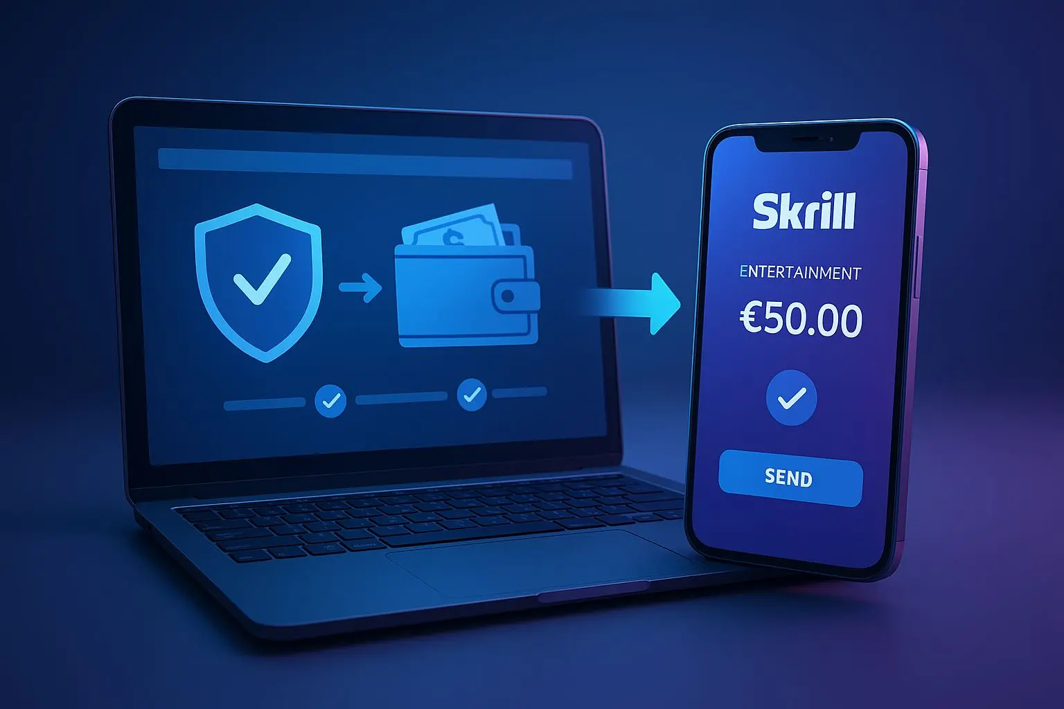 Fluxo de pagamento seguro com Skrill para saldo de jogo